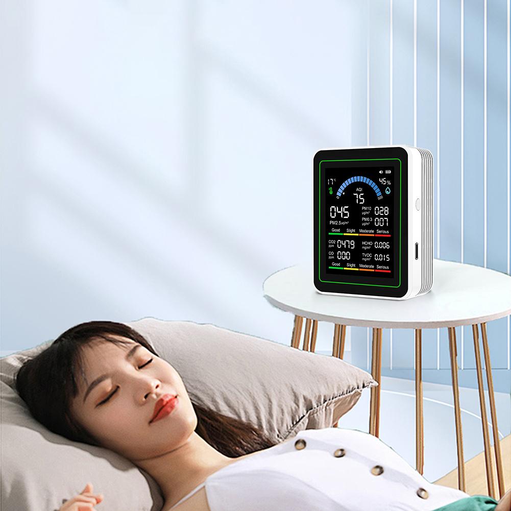 10-in-1 Luftqualitätsmonitor Echtzeit-Luftqualitätsmessgerät mit Display Temperatur-Feuchtigkeitsdetektor für Zuhause Autos Pflanzen
