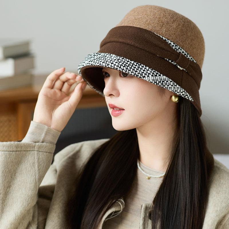 New Wool Retro Fashion Bucket Hat Autumn and Winter Women's Warm Fashion Basin Hat
