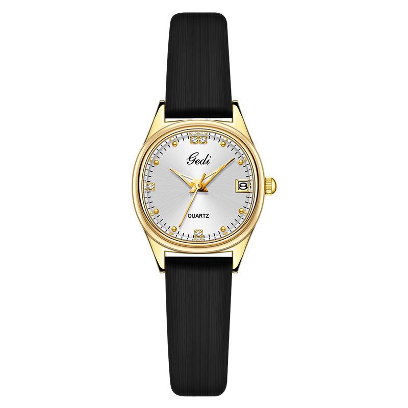 Small Student Watch Niche High-End Calendar Watch Women'S Light Luxury High-Value Oval Watch