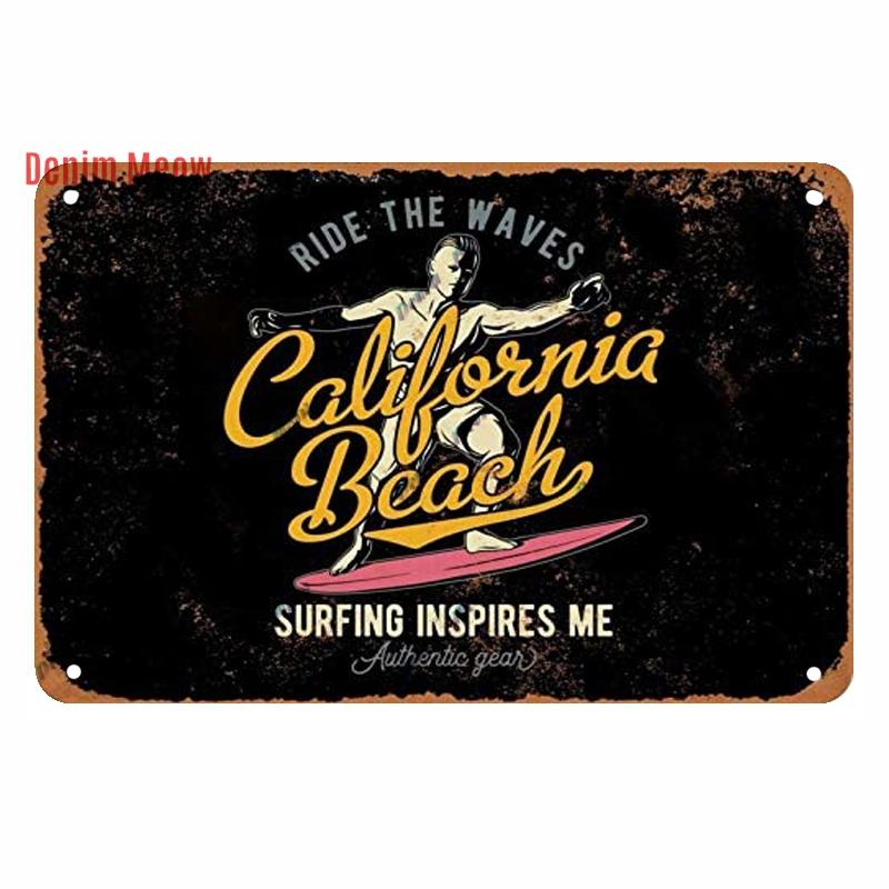 Surfer Zone Metal Tin Sign, Vintage Beach Metal Plates, Shop Bar Sign, Surfing Metal Wall Decor, Summer Time,  Beach Decor WY164 20x30cm