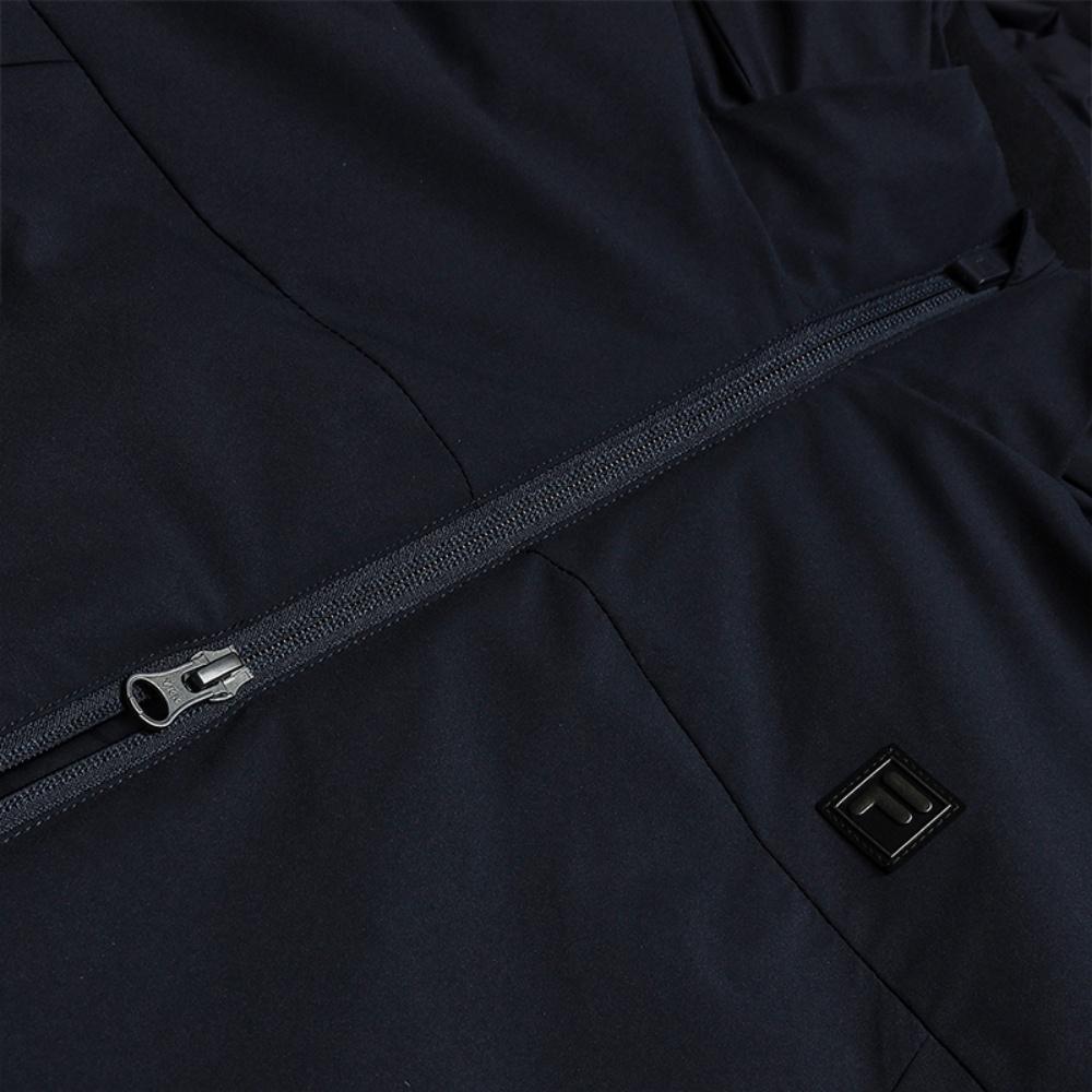 Fila White Minimalist Fashion Classic Sports Casual Warm Hooded Versatile Cotton Jacket Men Jackets Legendary-Blue F11M613901FNV