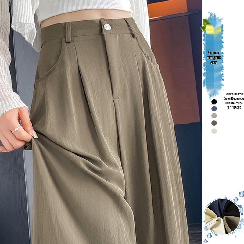 

Summer Ice Silk High Waist Women s Drape Pants: 2025 New Cool Narrow/Wide Leg Options Small
