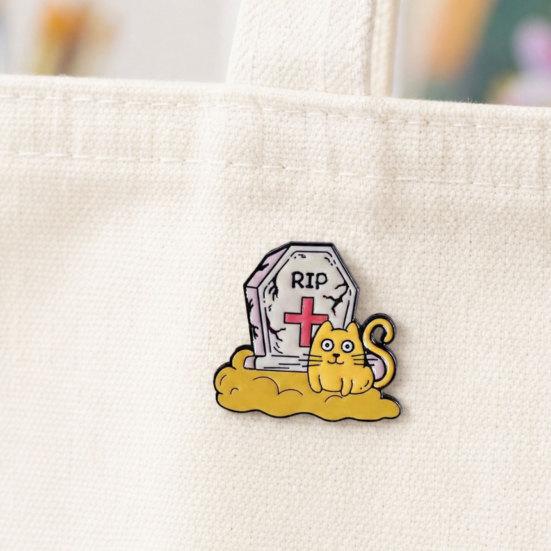 Halloween Cartoon Ghost Brooch, Spooky Pumpkin Tombstone Lapel Pin, Clothes Backpack Bag Decoration Accessories, Holiday Party Gift