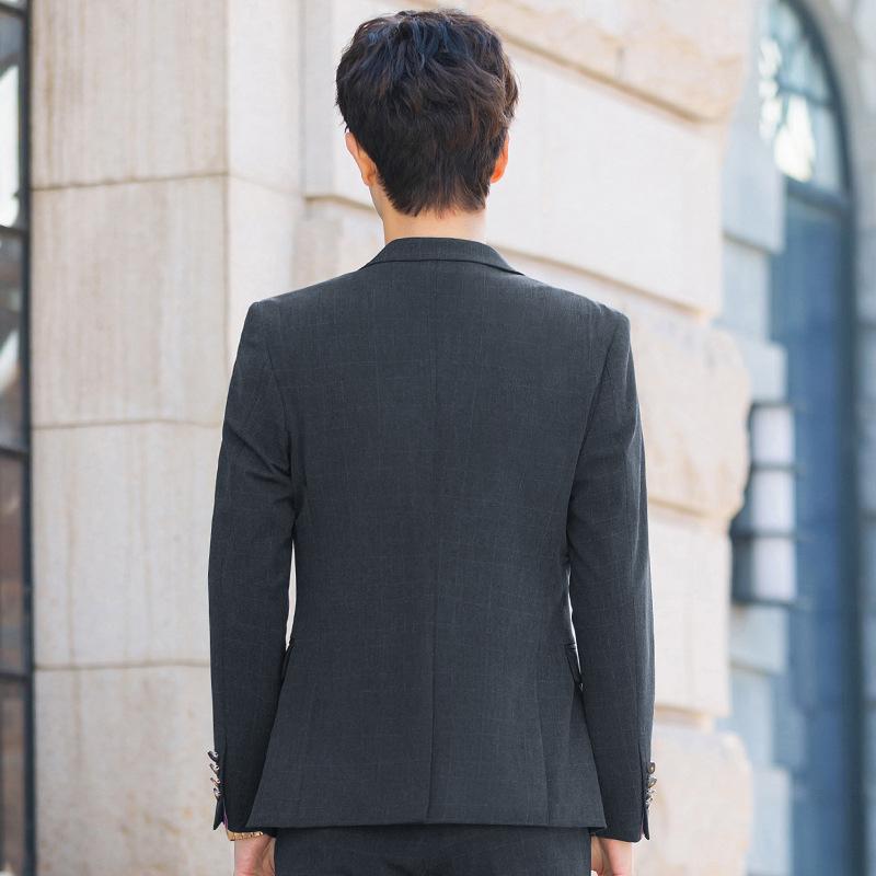 Spring and Autumn Plaid Small Suit Men's Suit Korean Version Trendy Slim-fitting Ruffian Handsome Casual Suit Jacket Top