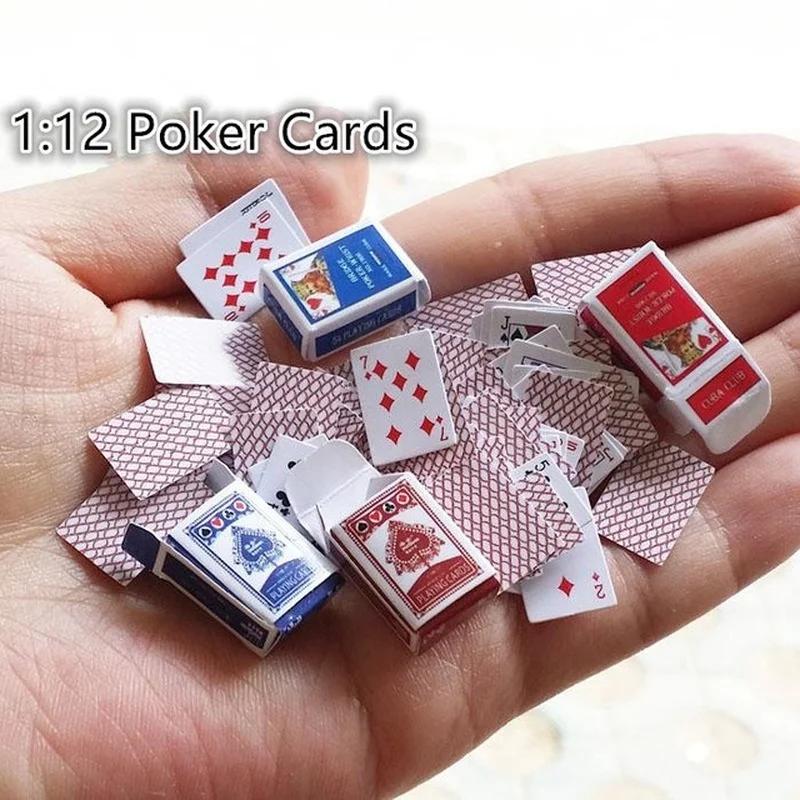 Mini Cute 1:12 Dollhouse Miniatures Poker Home Decoration Poker Cards Playing Game For Doll Kawaii Accessories