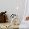 Minimalism Home Decor White Interlock Candle Holder Living Room Tabletop Ornament Ceramic Candlestick Wedding Decoration Gift