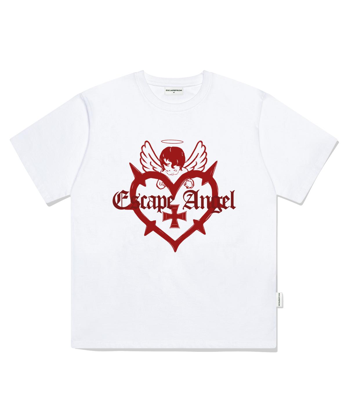 Escape From Dark Heart Angel Print Oversized Short Sleeve T-Shirt White L