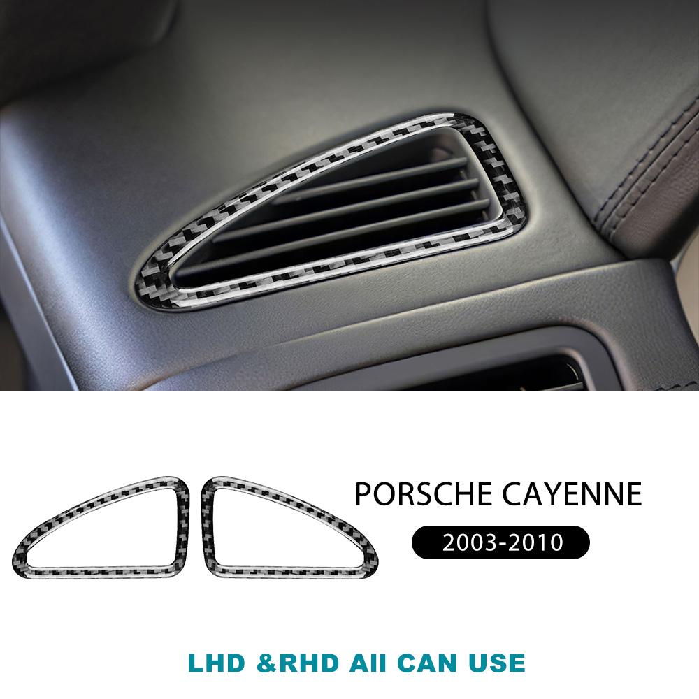 Real Soft Carbon Fiber Sticker For Porsche Cayenne 2003 2004 2005 2006 2007 2008 2009 2010 Demister Vent Interior Accessories