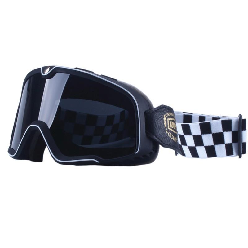 Occhiali da Moto Stile Harley Vintage Antivento Lente Chiara per Casco Mezzo/Integrale Piloti Con Occhiali da Vista