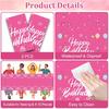 Happy Birthday Tablecloth Decorations 108 x 54 Inch for Women Girls, 2Pcs Disposable Plastic Birthday TableCovers Party Supplies, Hot Pink Waterproof
