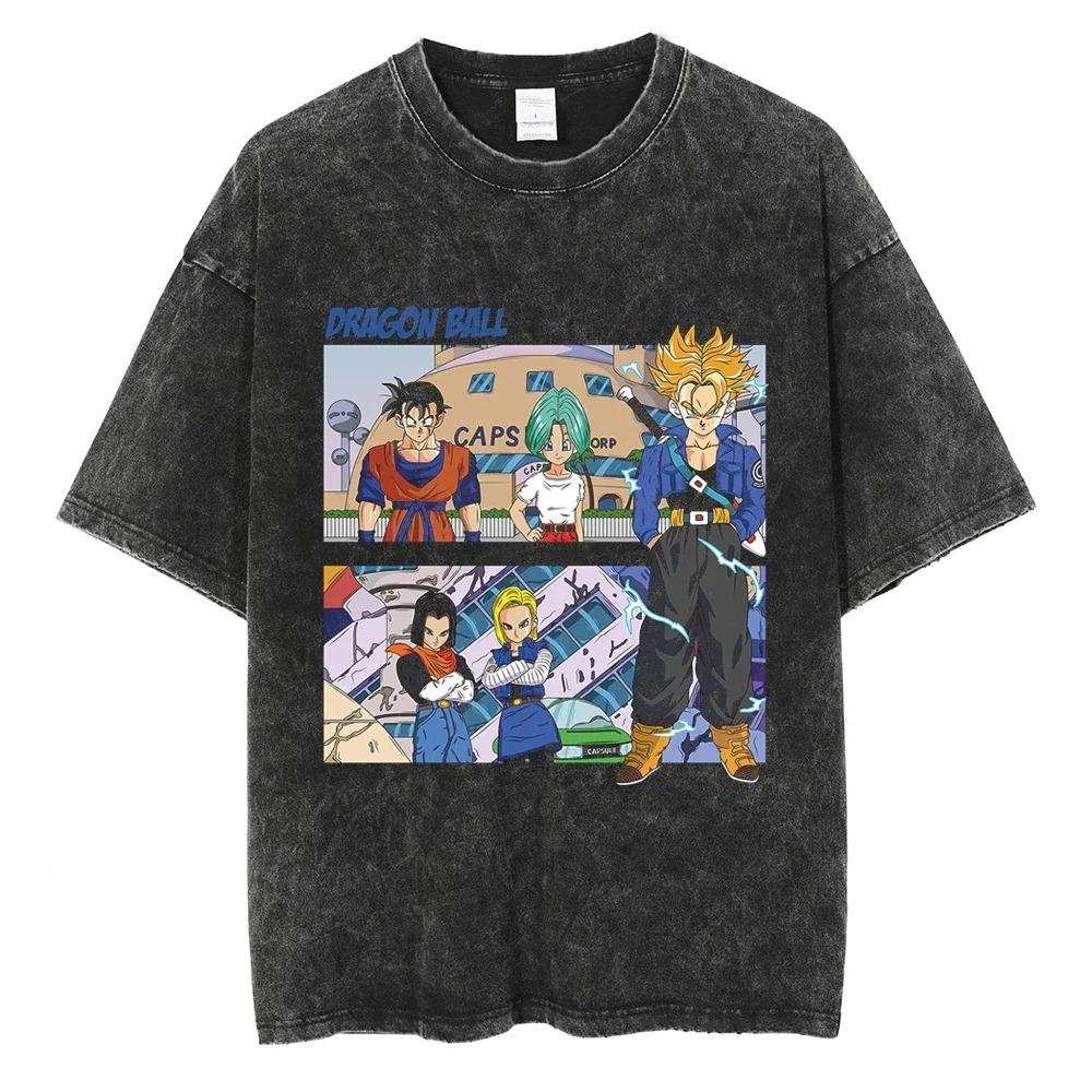 Dragon Ball Z Future Trunks Vintage Washed Anime Print Oversized TShirt  Unisex Streetwear Top S