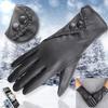Novel Fashion Women Lady Soft Leather Gloves Winter Warm Mitten Xmas Gift Black