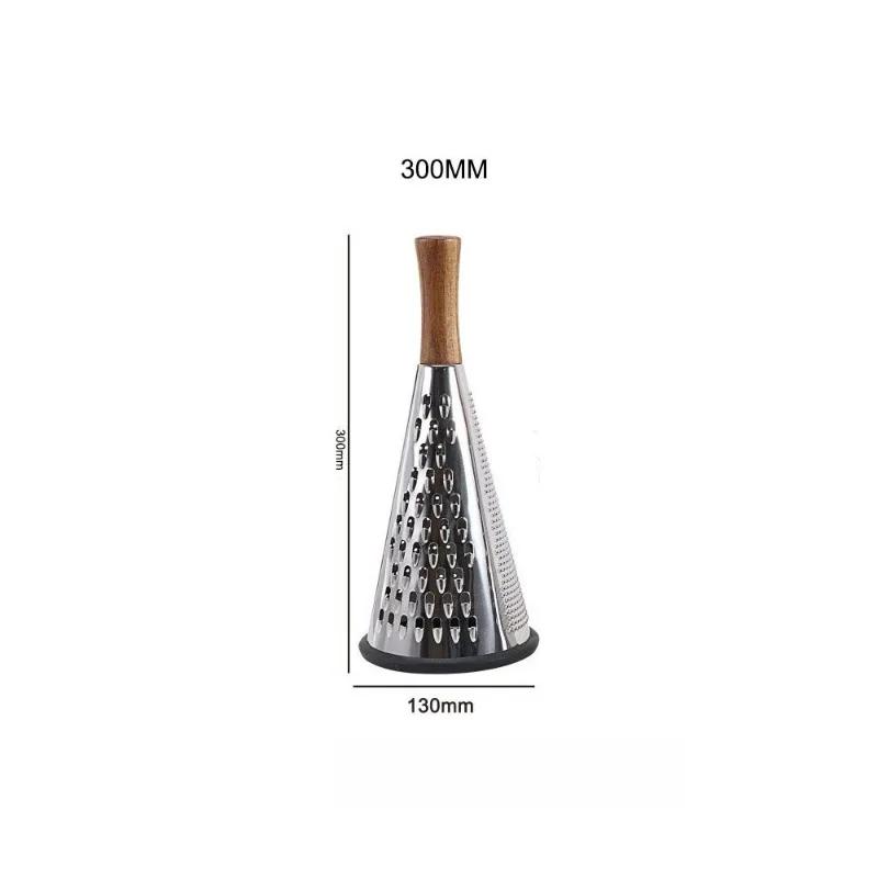 

Vertical Stainless Steel Tri-Plane Vegetable Grater Cheese Shredder Wooden Handle Multi-function Fruit Peeler 30cm срібний