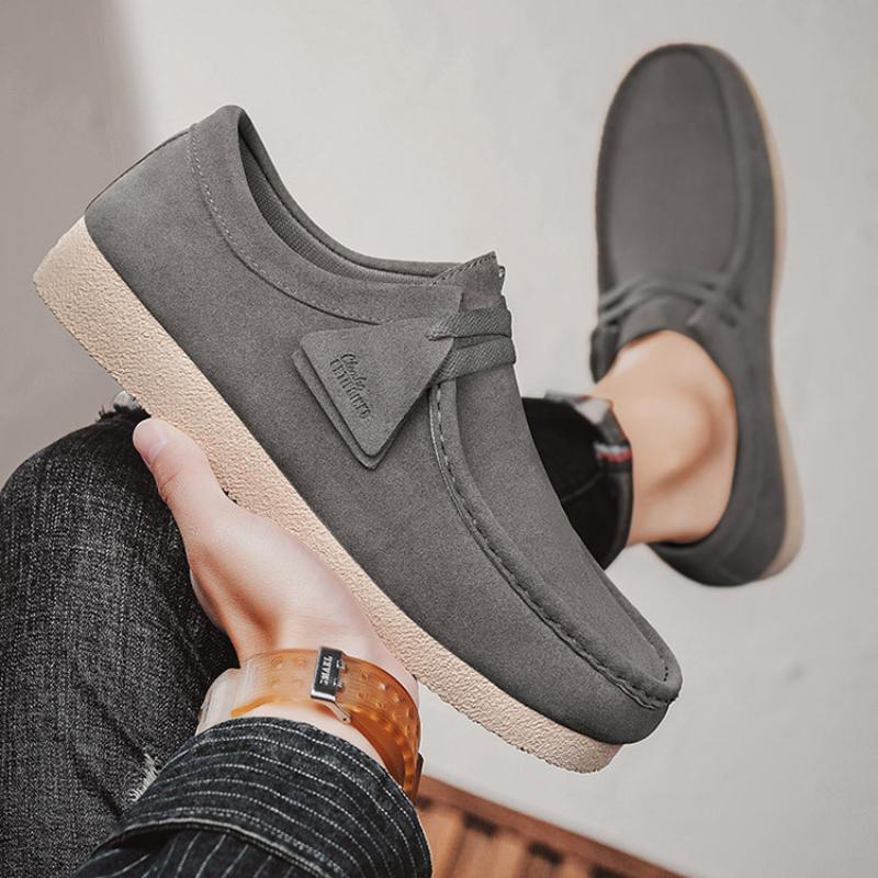 Πολυτελείς Ανδρικές Σουέντ Δερμάτινες Λόφερ Παχιά Μαλακή Σόλα Casual Παπούτσια Εξωτερικού Χώρου Casual Φλατ Δέσιμο με Κορδόνια Casuals Zapatos Casuales De Hombre