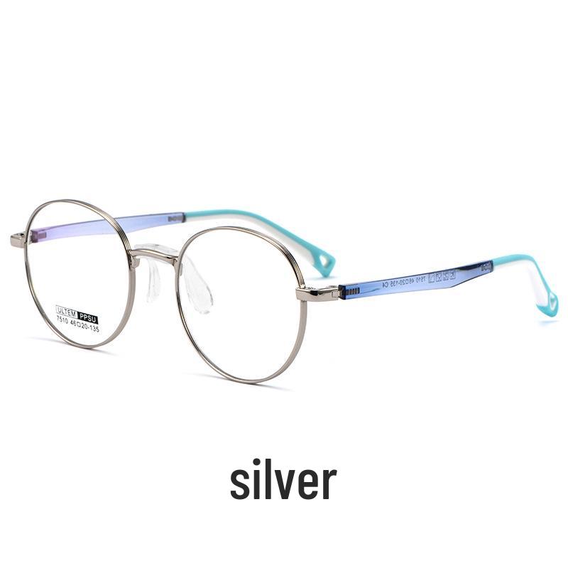 Ultralight Round Myopia Glasses 7510S for Kids & Women - Small Face Frame with Plastic & Steel Temples