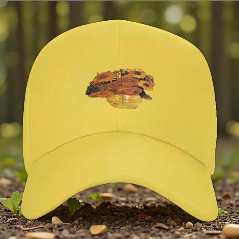 Sunflower Print Baseball Cap Unisex Adjustable Polyester Casual Outdoor Summer Hat