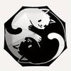 1pc Yin and Yang White Cat and Black Cat Pattern Beautiful Looking Automatic Folding Umbrella, 3 Folding, 8 Pole Frame Design, Durable and Suitab