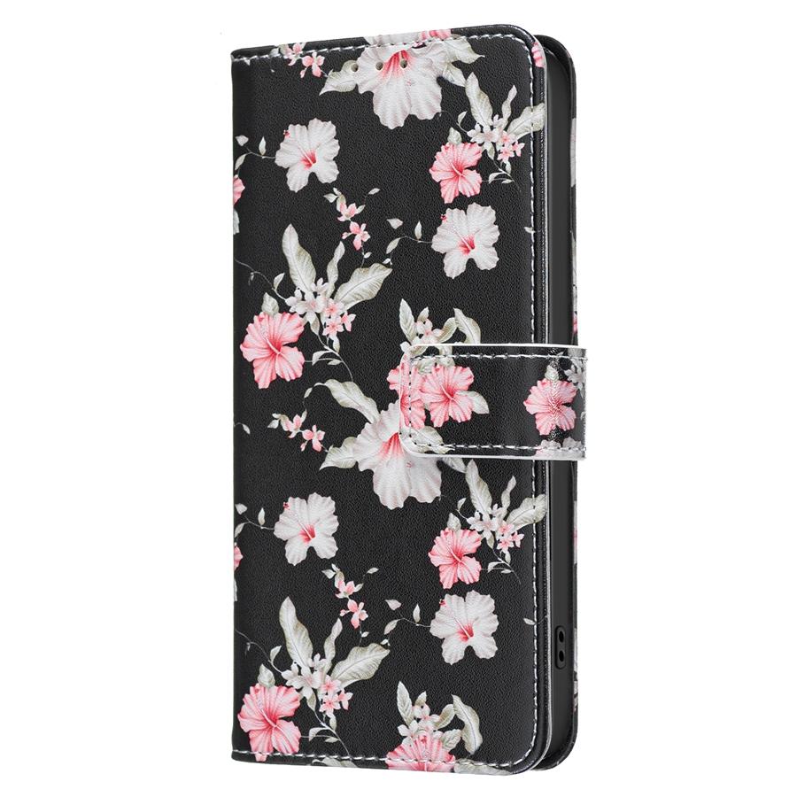 Luxury Floral & Butterfly Printed Phone Case for iPhone/Samsung Wallet Case with 3 Card Slots + Cash Pocket Kickstand Vegan Leather Flip Cover