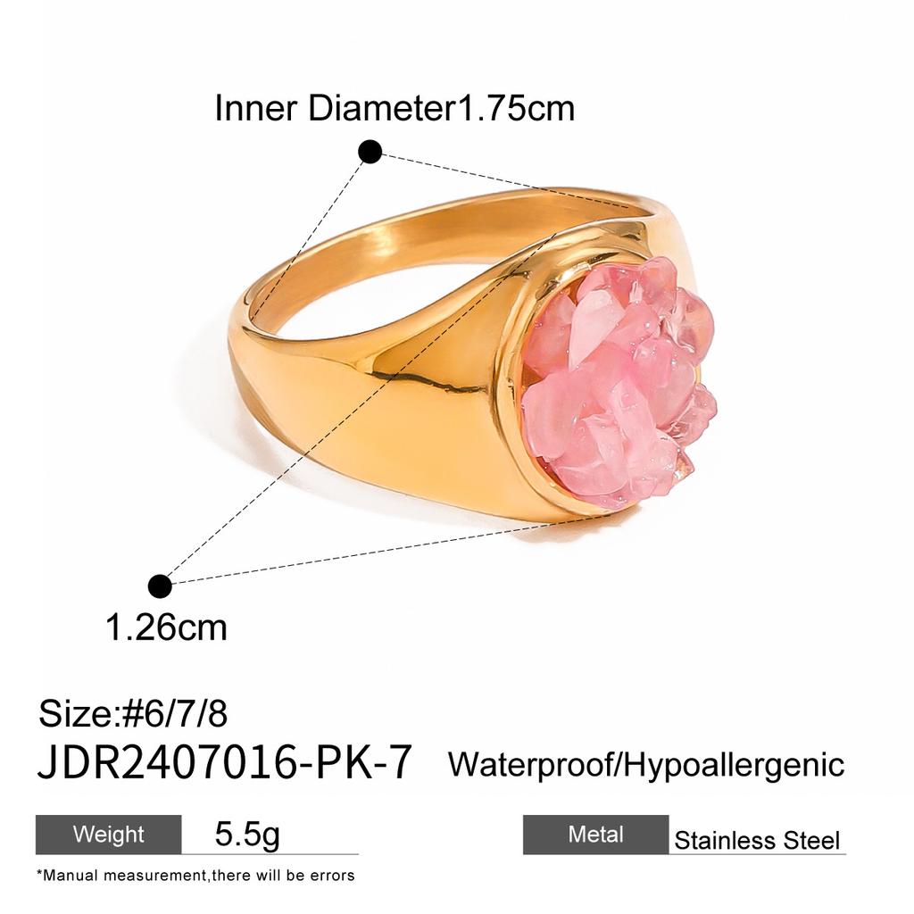 Stainless Steel Natural Stone Exaggerated Ring, High-end Ring, Titanium Steel Hand Accessory