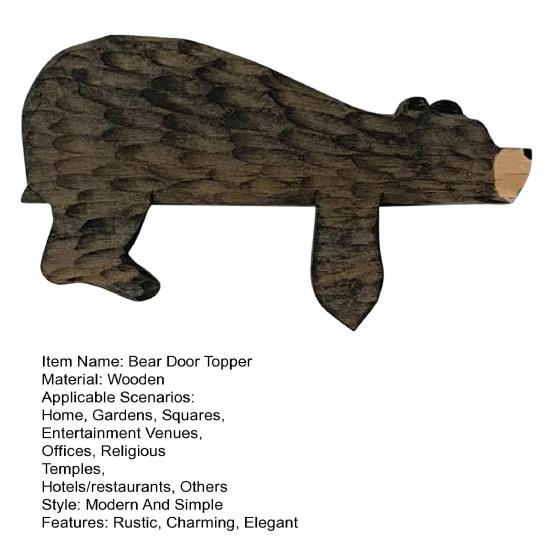 Brown Wooden Bear Door Topper Rustic Bear Shape Door Corner Frame Sign Handcrafted Sleeping Bear Statue for Home Office Bedroom Nursery Decor