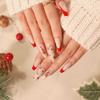 24 Stück Weihnachtskleidung Rüstung Schneeflocke Liebe Schneemann Maniküre Kurze Mandel Schleife Europäisch und Amerikanisch Lange Nagelstücke