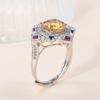 Natural Citrine Ring with 925 Sterling Silver for Women November Birthstone Yellow Gemstone Fine Jewelry Wedding Luxury Gift
