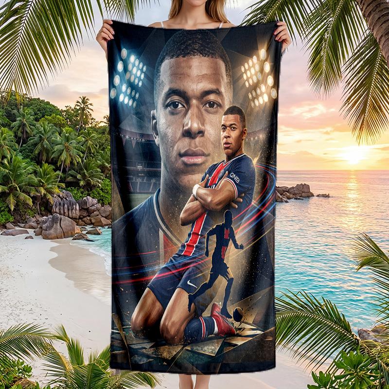 Asciugamano da Spiaggia ad Asciugatura Rapida con Stampa di Kylian Mbappe Microfibra Assorbente Portatile da Viaggio Asciugamano da Nuoto