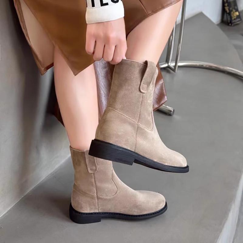 Autumn Winter Women Western Cowgirl Boots Fashion Elegant Slip On Shoes Low Heel Laides Knight Short Booties