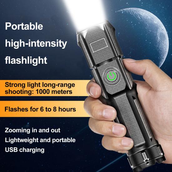 Portable Camping Light Super Bright Flashlight Rechargeable Waterproof Flashlight Powerful LED Emergency Torch for Outdoor