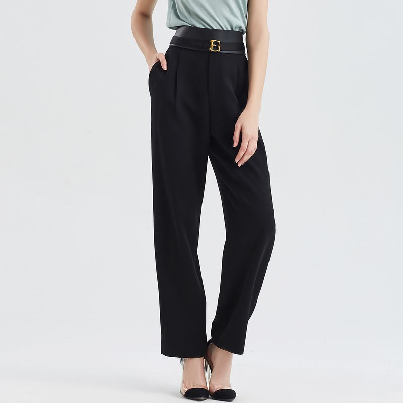 

Obeg Summer High Waist Concise Career Straight-Leg Pants Black 170/L/40