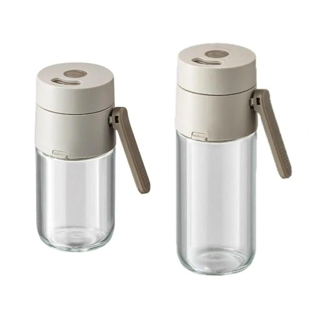 

Press-Type Metering Salt Shaker Glass Salt Control Bottle Kitchen Household 180ML-White