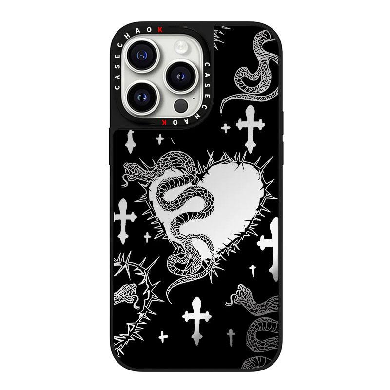 Snake Pattern Mirror 16Pro for IPhone15ProMax for Apple 14Pro Mobile Phone Case 13 Anti-fall Trendy Brand
