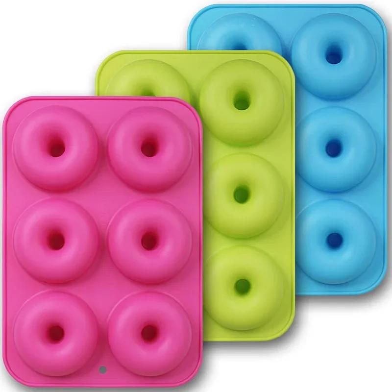 Silicone Donut Mold 6-hole Baking 1pcs Food Grade Bread Cake Bagel Baking Tray Heat-resistant Microwave Kitchen Use