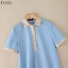ZANZEA Women Casual Turn Down Collar Short Sleeve Shirt Dress