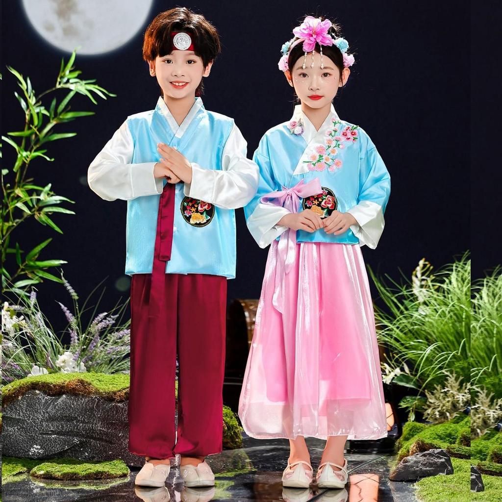 Koreanischer Kinder-Hanbok: Yanji Prinzessin Tanzkostüme für Mädchen und Jungen