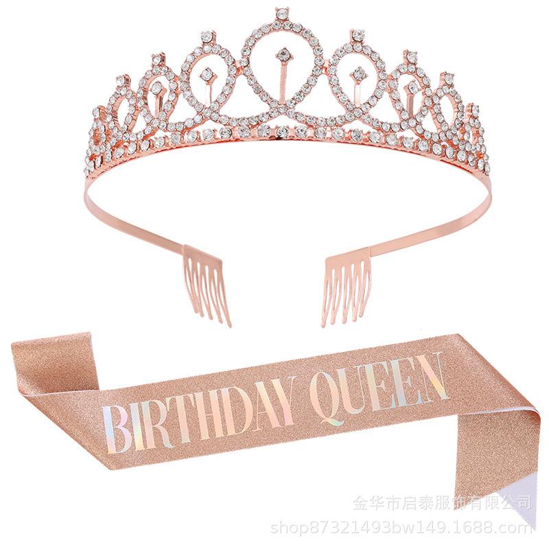 Birthday Sash and Headband Set for Party Photo Props
