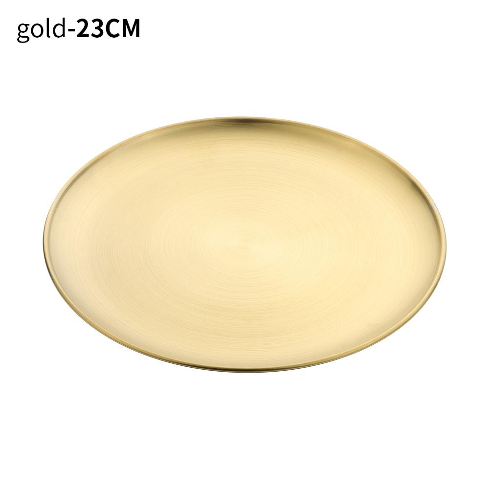 Stainless Steel Tableware Gold Silver Cake Dessert Metal Dining Disc Shallow Tray Bone Spitting Dish Round Plate