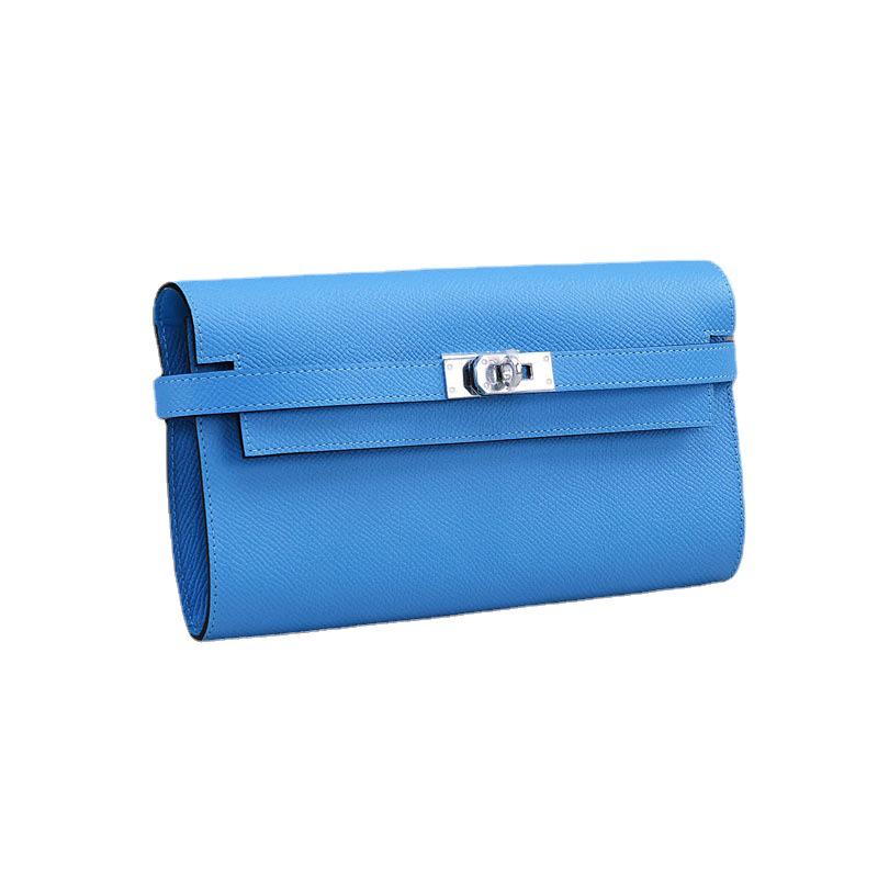 Cartera larga elegante de piel de vaca con estampado de palmeras para mujer