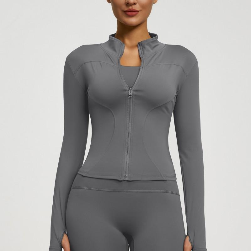 Womens Lightweight Yoga Jacket Breathable Fitness Top Long Sleeve Stretch Workout Outerwear