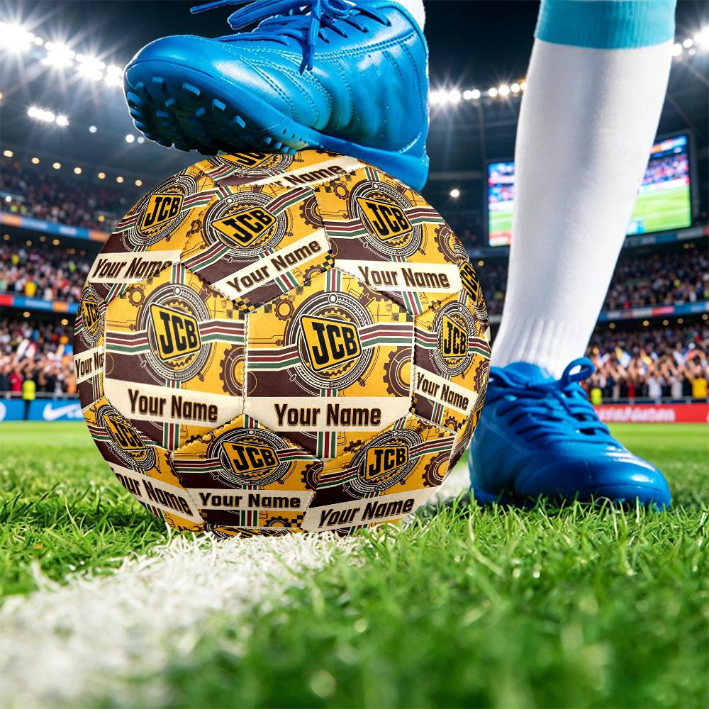 JCB Size 5 Football, Custom Name Text Personalized Soccer Ball Sport Training Gift