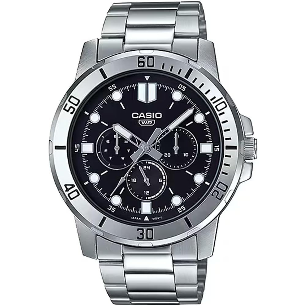 [Casio] CASIO Standard Quartz Men s Watch MTP-VD300D-1E Multi-axis 24-hour display Silver x Black Metal Band Overseas Model [Parallel Import]