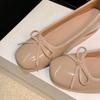 Cowhide Version 4.5cm Inner Height Increase~ 2025 Autumn Super Soft Square Head Bow Commuter Ballet Shoes Women's Single Shoes