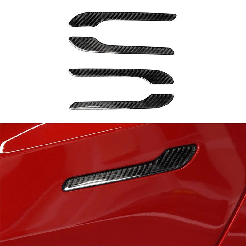 

Черный, 4 шт., красный карбон, боковая ручка двери, накладка, аксессуары для Tesla Model Y 17-22