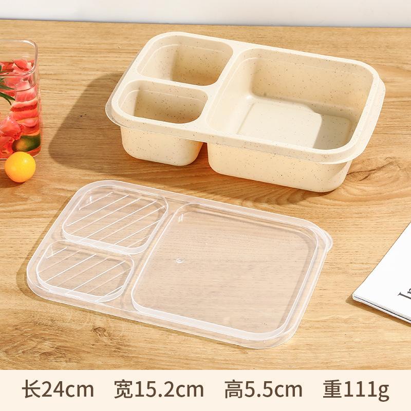 Cutie de prânz din paie de grâu, etanșă, cu 3 grile, cu capac, Camping, picnic, portabil, din plastic, pentru depozitarea alimentelor și fructelor, cutie Bento pentru copii