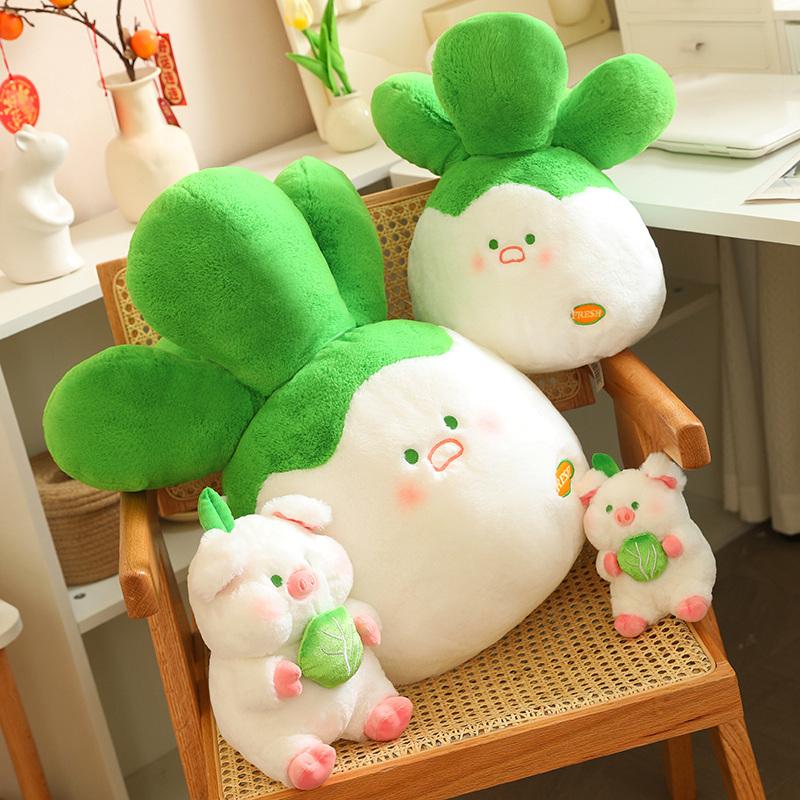 Cerdo de col Paquete de juguete Divertido Relleno Suave Peluche Dibujos Animados Anime Verdura Cerdo Muñeco Niños Almohada para Dormir Cojín Decoración