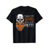 Beard Skull Pattern T-Shirt | Soft Men'S Crew Neck Short Sleeve, Orange and White Color Block Print, Casual Street Style, Comfortable Fit, Plus Size