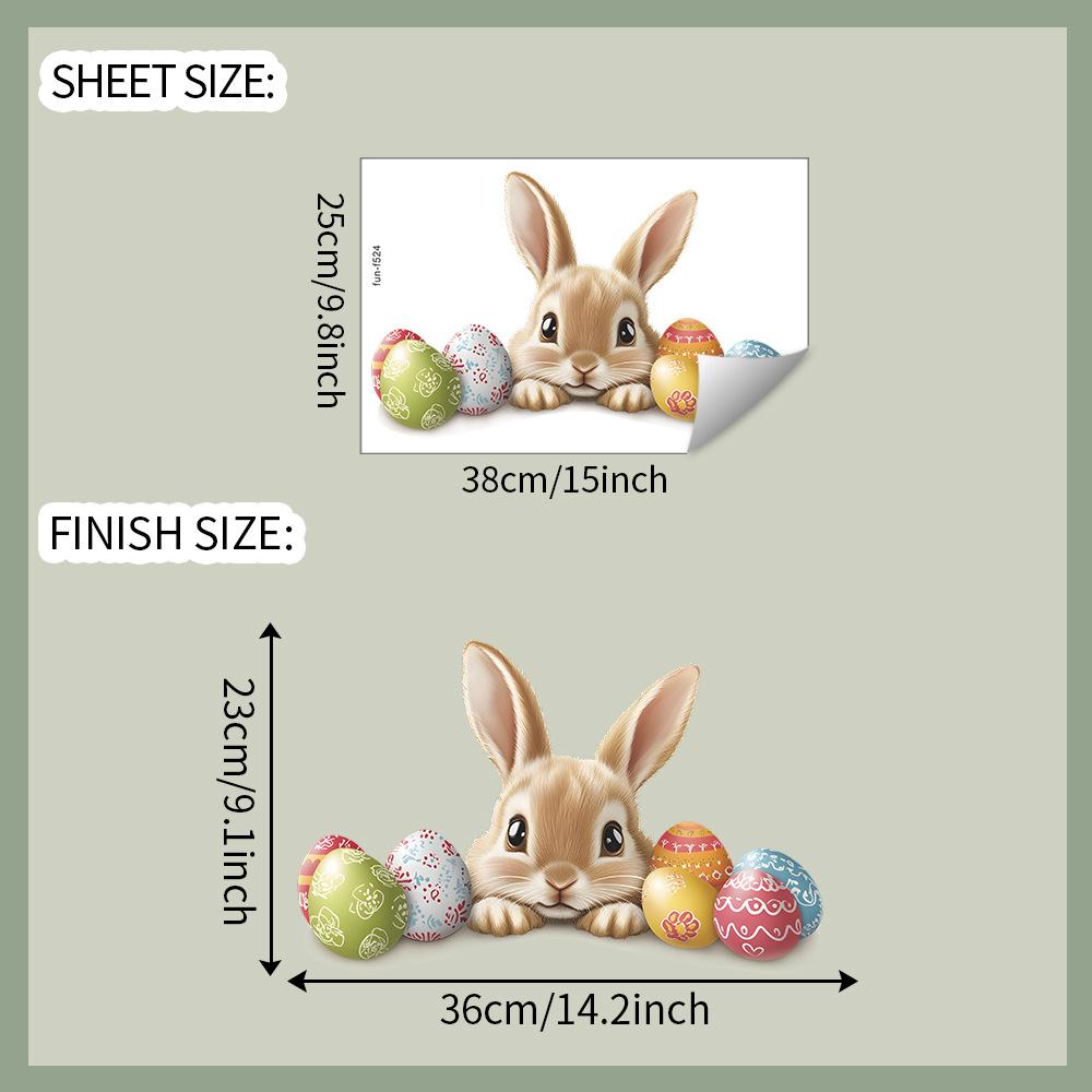 

1pc Adorable Bunny Window Sticker with Colorful Easter Eggs - Scratch-Resistant, Easy to Apply Vinyl Decal for Indoor Windows