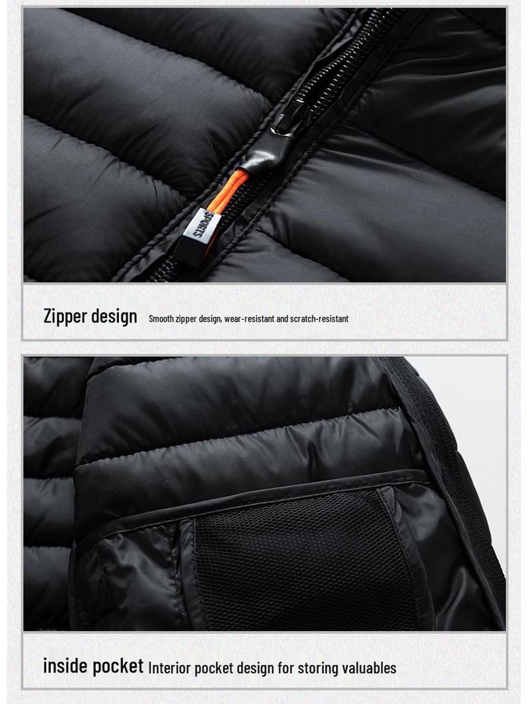 Men's Plus Size Multicolor Lightweight Cotton-Padded Winter Jacket with Detachable Hood