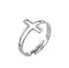 Women's Gold Geometric Cutout Wide Band Cross Ring - European & American Hip Hop Style