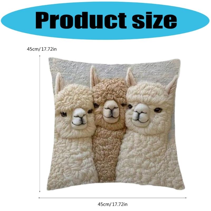 Soft Plush Alpacas Pillowcase Comfortable Fabric for Bedroom Sofa Decoration